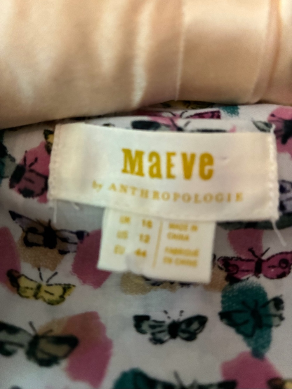 Maeve by Anthropologie long sleeved rayon butterfly print blouse size 12 - Picture 4 of 7
